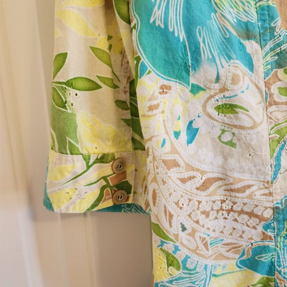 Allison Daly Tropical Button Shirt M/L - Picture 6 of 16